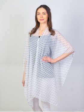 Polka Dot Chiffon Top W/ Pearl Buttons